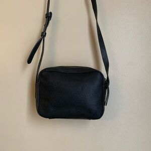 J.Crew Marlo Black Leather Top Zip Adjustable Strap Small Crossbody Bag Purse